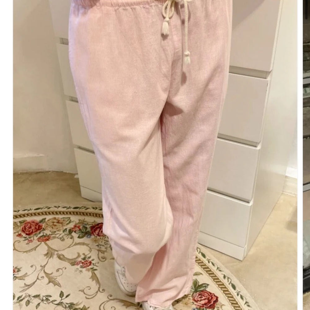 Brandy Melville Pink Striped Linen Pants - Picture 5 of 6